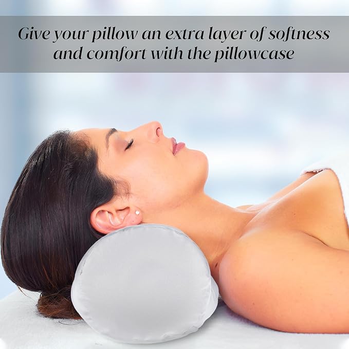 Prasacco 2 Packs Round Neck Pillow Covers, 16 x 5.9 Inch Neck Roll Pillow Case Bolster Pillow Cover with Hidden Zipper Silk Cylinder Pillow Covers Soft Bolster Pillowcases for Neck Roll Pillow