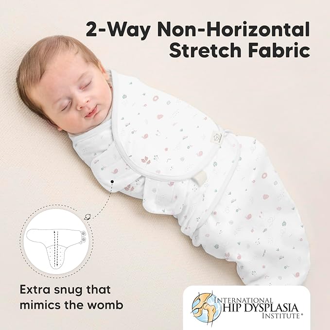 3-Pack Organic Baby Swaddle Sleep Sacks - Newborn Swaddle Sack, Ergonomic Baby Swaddles 0-3 Months, Swaddles for Newborns, Baby Sleep Sack, Baby Swaddle Blanket Wrap, Baby Essentials (Garden)