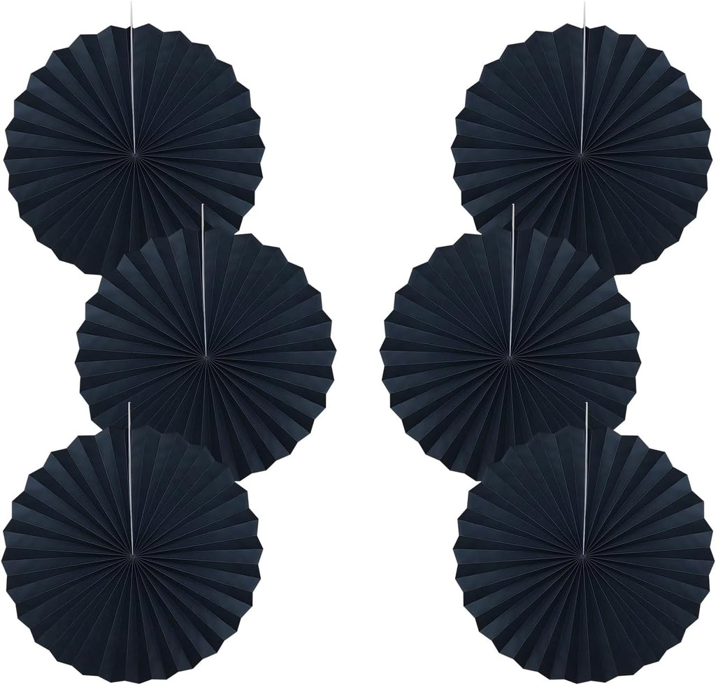 Black Party Decorations,Halloween Decor Events Accessories,Black Birthday Decorations,Anniversary Decorations for Party,Birthday Decorations for Men 16in Hanging Paper Fans 30 Color DIY Set(Black)
