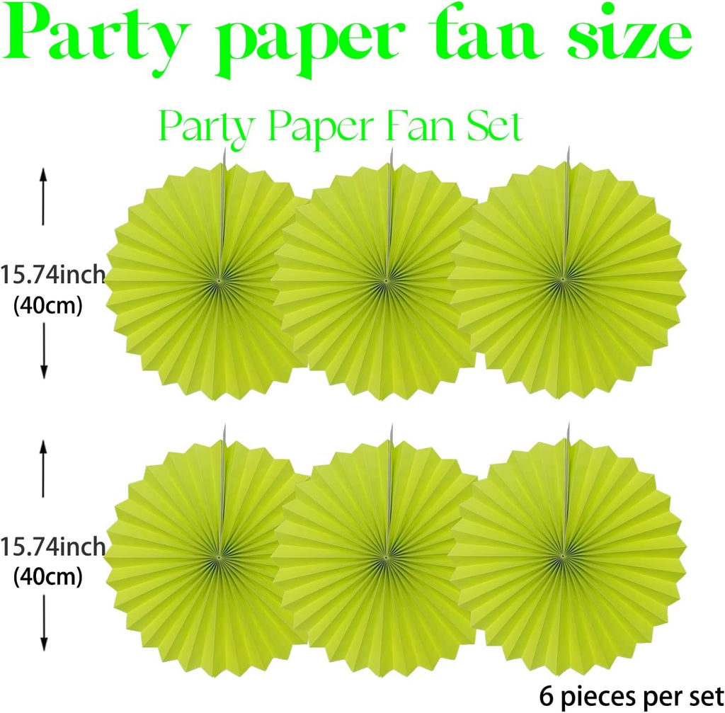 Green Graduation Party Decor,Tropical Party Decorations,Emerald Green Party Decorations,Hawaiian Themed Party Decorations,16in Hanging Paper Fans 30 Color DIY Set (Clear Green)
