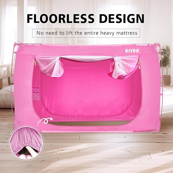 Bed Tent Bed Canopy Bunk Twin Size Tents for Adult and Kids- Portable Dream Tent Indoor Sleeping Tents 70% Blackout with 3 Doors Breathable Big Space Tents