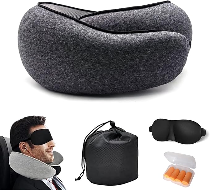 Travel Neck Pillows for Airplanes 2024 New Travel Pillow Neck Travel Pillow Memory Foam Airplane Pillow Soft Airplane Neck Pillow(Grey Black)