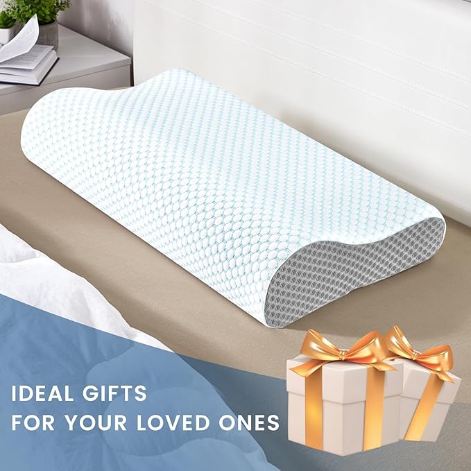 Memory Foam Pillows Neck Pillow Bed Pillow for Sleeping, Ergonomic Cervical Pillow for Neck and Shoulder Pain Relief,Orthopedic Contour Pillow for Side Back Stomach Sleeper