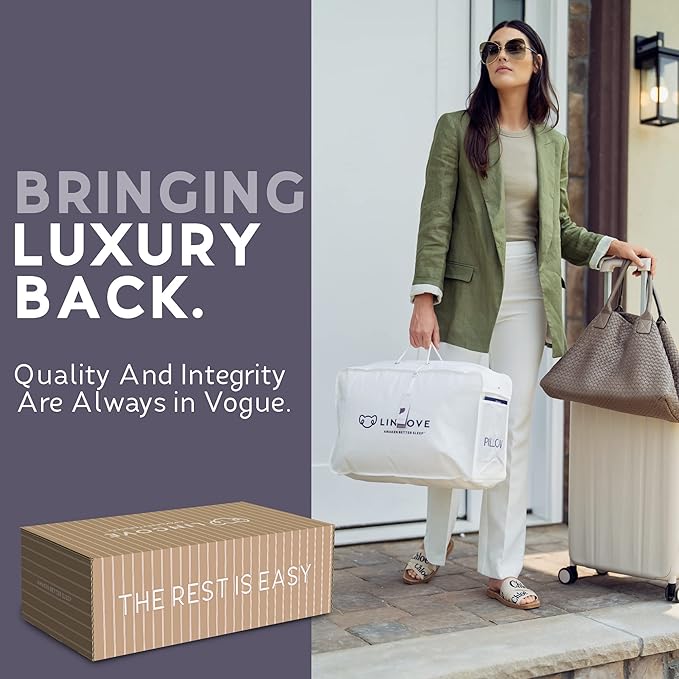 Lincove Signature 100% Natural Canadian White Down Luxury Sleeping Pillow - 800 Fill Power, 500 Thread Count Cotton Shell, Made in Canada, King - Soft, 1 Pack