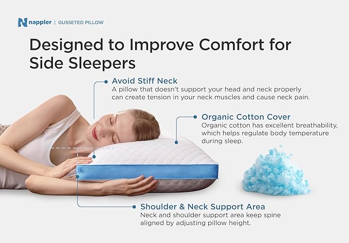 Side and Back Sleeper Pillow for Neck and Shoulder Pain Relief-Shredded Memory Foam Bed Pillow for Sleeping - 100% Adjustable Fill - Standard Size Set of 2 Washable Case. Extra Fill Included