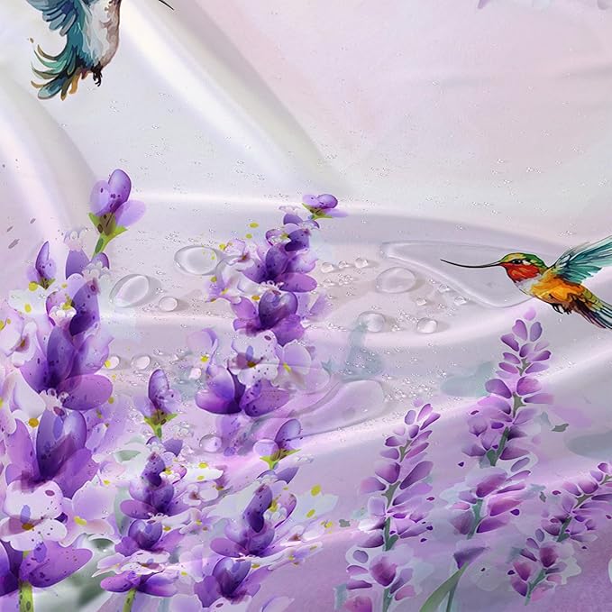 AILONEN Waterproof Floral Shower Curtain for Bathroom,Purple Pink Wisteria Lavender Flowers Shower Curtain,Botanical Floral Decor Bathroom Polyester with Grommets and Hooks 72" W*78" H