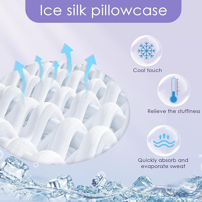 Silicone Cervical Pillow for Pain Relief, Shoulder & Neck Support Machine Washable Silicone Neck Pillow with Cool Silk Breathable Pillowcase, Ergonomic Pillow for Side, Back, Stomach Sleepers