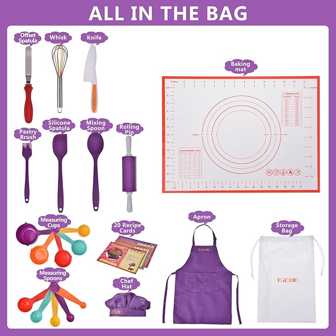 Kids Cooking Sets, Real 41 Piece Baking Set, Kids Cooking Utensils - Kids Baking Set Gift for Girls & Boys - Real Accessories & Utensils for The Curious Child