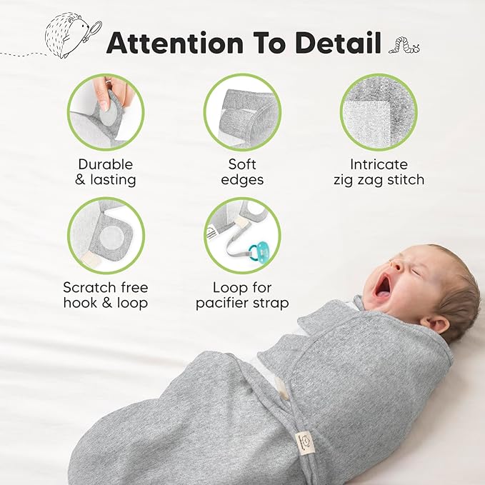 3-Pack Organic Baby Swaddle Sleep Sacks - Newborn Swaddle Sack, Ergonomic Baby Swaddles 0-6 Months, Swaddles for Newborns, Baby Sleep Sack, Baby Swaddle Blanket Wrap,Baby Essentials (Cloud Large)
