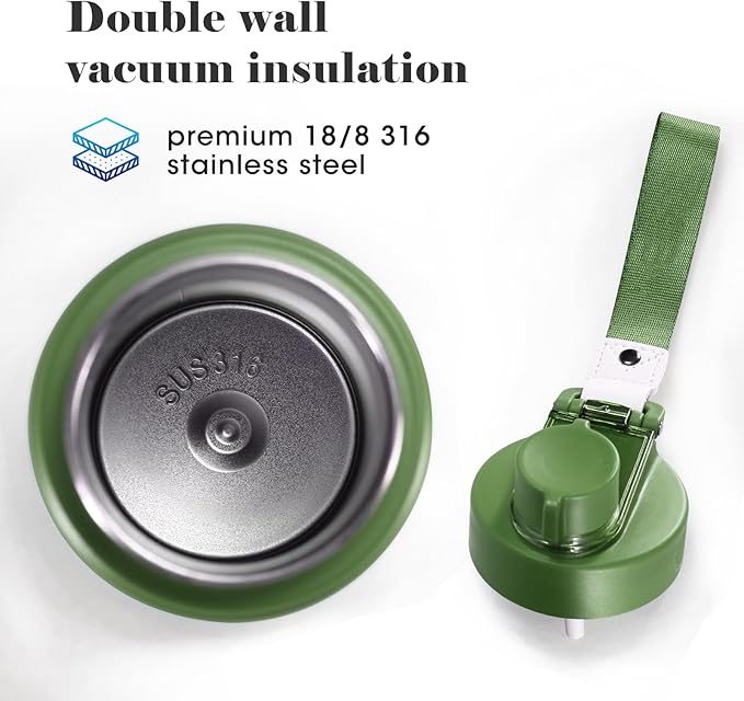 25 oz gym water bottle with straw, leak proof - men's/women's sports metal water bottle - double vacuum insulated stainless steel water bottle for gym, outdoors or traveling