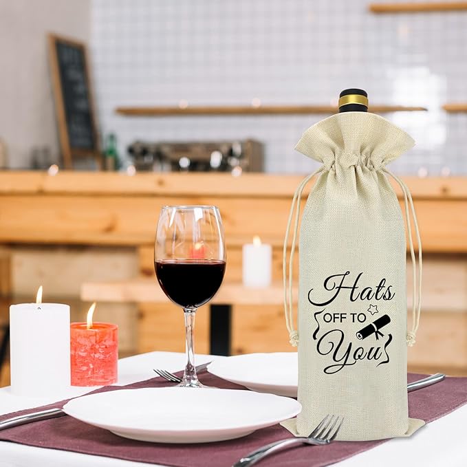 2024 Graduation Gifts Graduation Party Wine Bag Class Of 2024 Graduation Gift Funny Graduation Gifts for Her Him Decorations Burlap Reusable Wine Bottle Bag College High School Masters Graduation Gift
