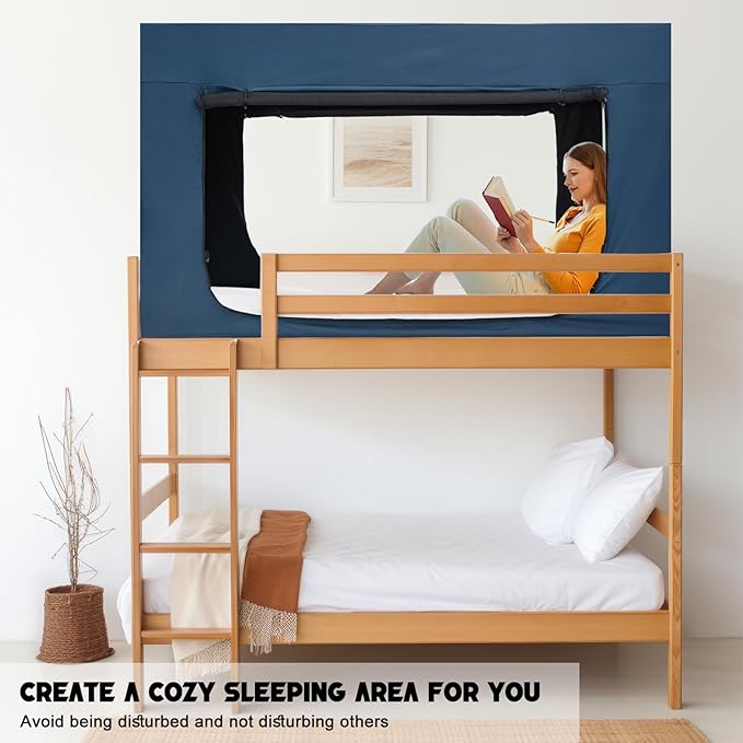 Quinnsus Bed Tent Bed Canopy Queen Size Tents for Adult and Kids - Portable Sleeping Bed Tents 80% Blackout with 4 Doors Breathable Private Space Tents(Mattress Not Included)