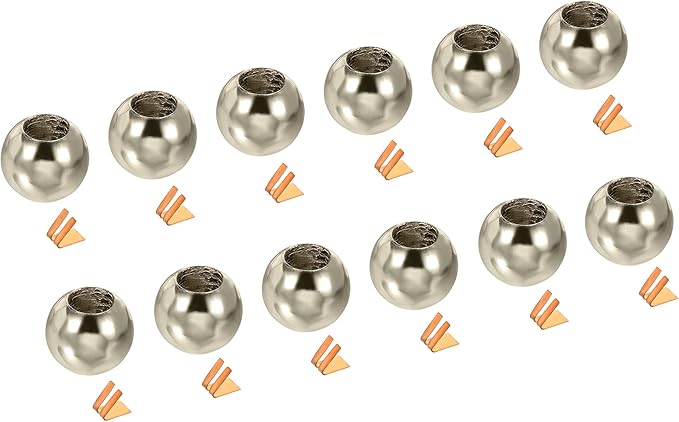 MECCANIXITY Pull Cord Tassels Window Blind Extender Chain Drop Knobs Ball Pull Ends Silver Tone, for Curtain Blinds Shades Light Ceiling Fan Switch, Pack of 12