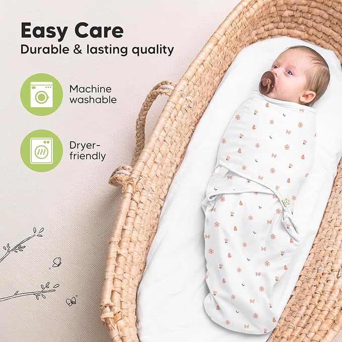 3-Pack Organic Baby Swaddle Sleep Sacks - Newborn Swaddle Sack, Ergonomic Baby Swaddles 0-3 Months, Swaddles for Newborns, Baby Sleep Sack, Baby Swaddle Blanket Wrap,Baby Essentials(Butterflies)