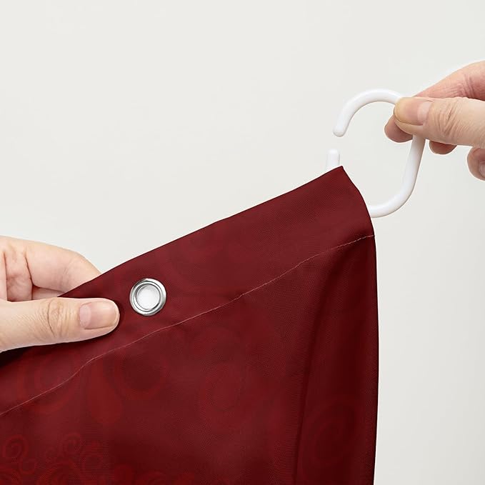 AILONEN Red and Gold Shower Curtain,Red Rose Hearts Printed Bath Curtain,Romantic Luxury Rose Flower Waterproof Curtain for Bathroom Decor 72" W x 72" H