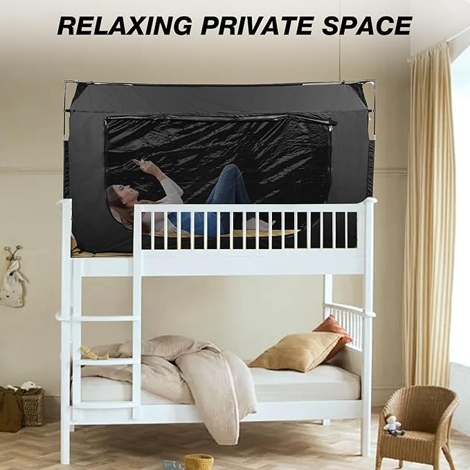 Rengue King Size 80 * 78 * 47 Bed Tent Bed Canopy Tents for Adult and Kids Portable Dream Tent Indoor Sleeping Tents 70% Blackout Light with 3 Doors Breathable Big Space Privacy Space Bed Tent Bunk