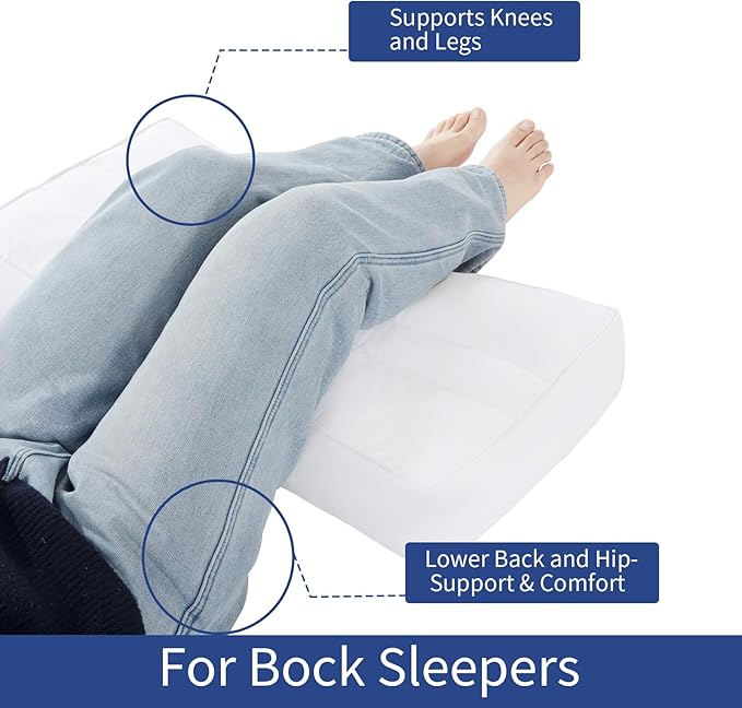 HOMBYS Knee Pillow for Side Sleepers,Down Alternative Between Leg Pillow for Sleeping,Under Knee Pillow for Sleeping on Back,Spine Alignment, Lower Back Pain Relief,Pregnancy Support,White 5 inch