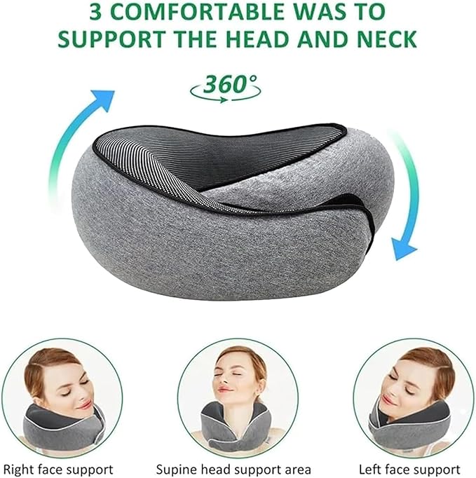 Travel Pillow - 2024 New Travel Neck Pillow, Memory Foam Travel Pillow, Memory Foam Travel Neck Pillow for Airplanes, Travel Neck Pillow, Foam Travel Pillow (with Storage Bag)
