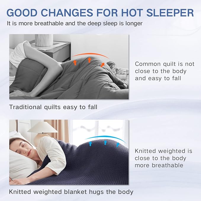 Knitted Weighted Blanket(Dark Grey 50"x60" 10lbs),Home Décor Cooling Throw Blanket for Hot Sleepers,Hand Made Chunky Knit Heavy Blanket or Adults Use on Twin Size Bed