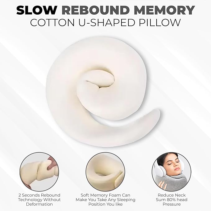 Airplane Travel Neck Pillow, Memory Foam Airplane Travel Pillow, 360 Degree Comfort and Breathability, Washable Modal Cover.Travel Neck Pillow for Airplane, Neck Pillow Airplane