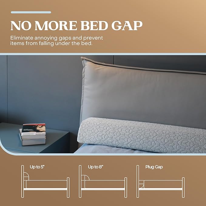 FeelAtHome Bed Gap Filler for King Bed | Bed Wedge Pillow for Headboard to Close The Gap (0-8") Between Headboard and Mattress - King Size (76"x10"x5")