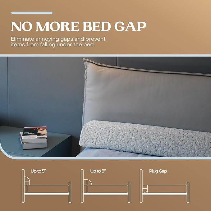 FeelAtHome Bed Gap Filler for Full Bed | Bed Wedge Pillow for Headboard to Close The Gap (0-8") Between Headboard and Mattress - Full Size (54"x10"x5")