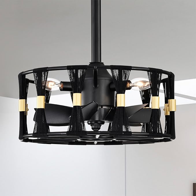 Lutz 16 Inch Matte Black and Gold Modern Fandelier