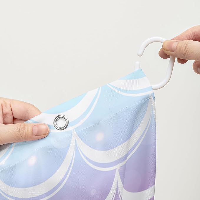 AILONEN Cute Dolphin Shower Curtain,Beautiful Sea World Theme Bath Curtain Cloth Fabric Bathroom 60" W*72" H Inch,12 Pack Hooks for Kids Child Cute Pink Dolphin Sea Animal Bathroom Curtain