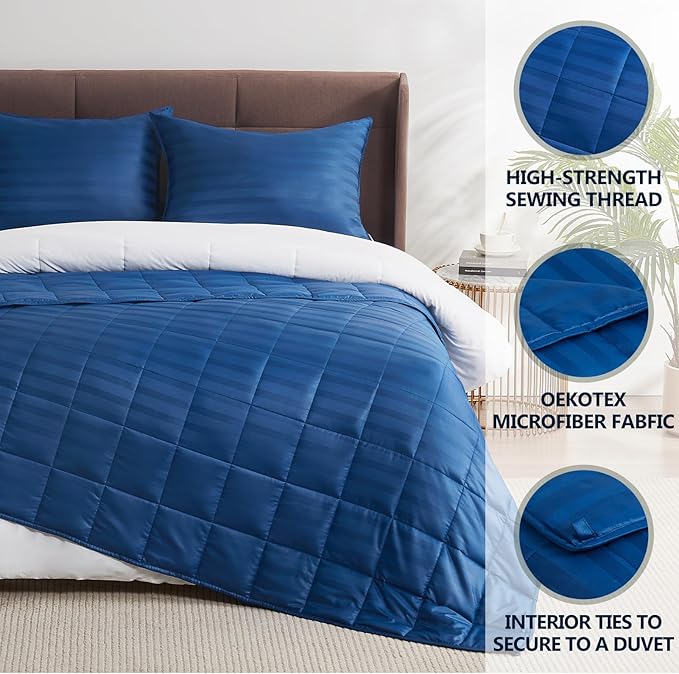 Weighted Blanket for Adult,25lbs Heavy Weighted Blanket 88"x104" Breathable Cooling Summer Blankets, Ultra Soft Cotton Comfort Throw Blanket with Glass Beads for All-Season (Blue)