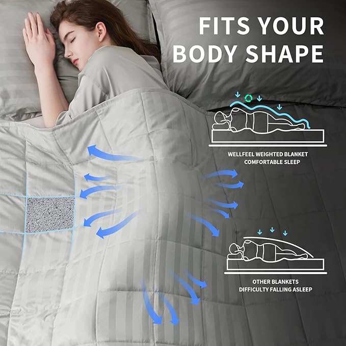 Weighted Blanket Kids, 10lbs Heavy Weighted Blanket 40"x60" Breathable Cooling Blanket, Summer Blankets Ultra Soft Comfort Blanket with Glass Beads for All-Season (Light Grey)