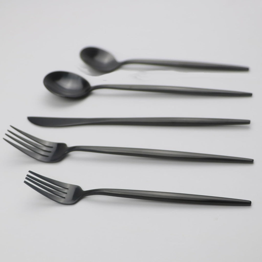 20-Pieces Luxury Black 18/10 Stainless Steel Flatware Set, Matte Finsh, Service for 4