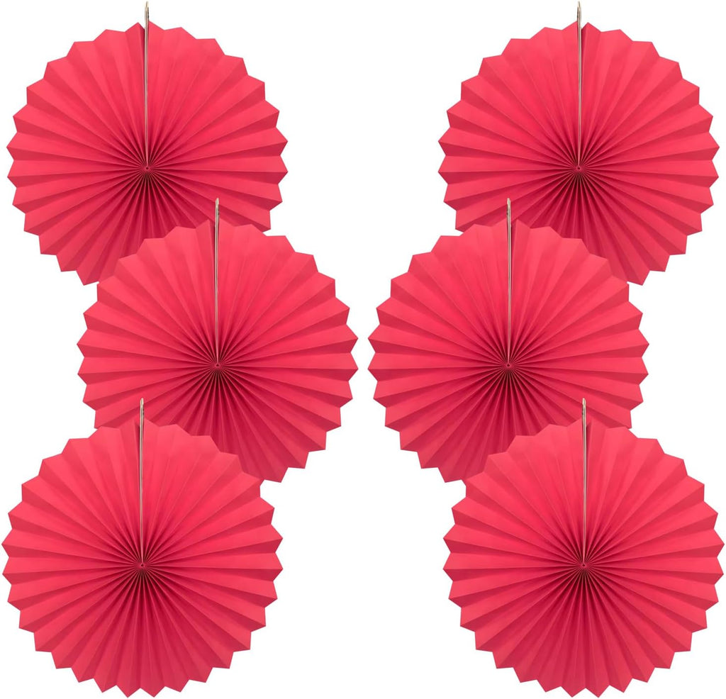 Red Birthday Decorations,DIY Red Paper Fans Hanging Decoration ,Party Supplies Party Fans 16in, Wedding Graduation Events Accessories 30 Color DIY Set （Red）
