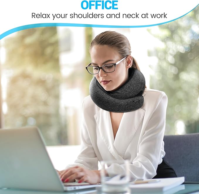 SFXULIX Travel Pillow,Travel Neck Pillow, Memory Foam Neck Pillow Airplane, 360°Travel Pillows for Airplanes, Airplane Pillow, Soft Airplane Neck Pillow Stowable U-Shaped Pillow (Dark Gray)