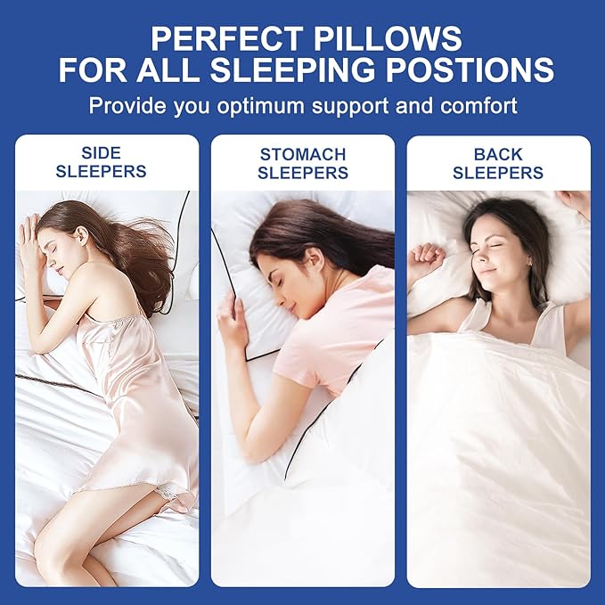 Premium Pillows Standard Size Set of 2, Fluffy and Supportive 7D Down Alternative Bed Pillow, Luxury Soft Hotel Quality Gusseted Pillow for Side Back Stomach Sleeper,Relief Neck Head and Shoulder Pain