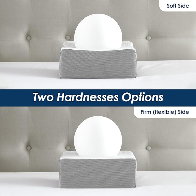 Cooling Cube Pillow for Side Sleepers, Square Memory Foam Side Sleeper Pillow Firm Soft Double-Sided Supportive, Support Head Neck Shoulder for Pain Relief Cervical Pillow, 12"x12"x5"