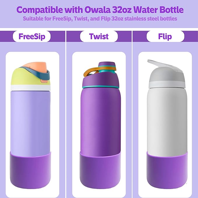 2PCS Silicone Water Bottle Boot for Owala 24oz 32oz 40oz,Anti-Slip Protective Sleeve Bottom Bumper Protector for FreeSip, Twist, and Flip Water Bottles