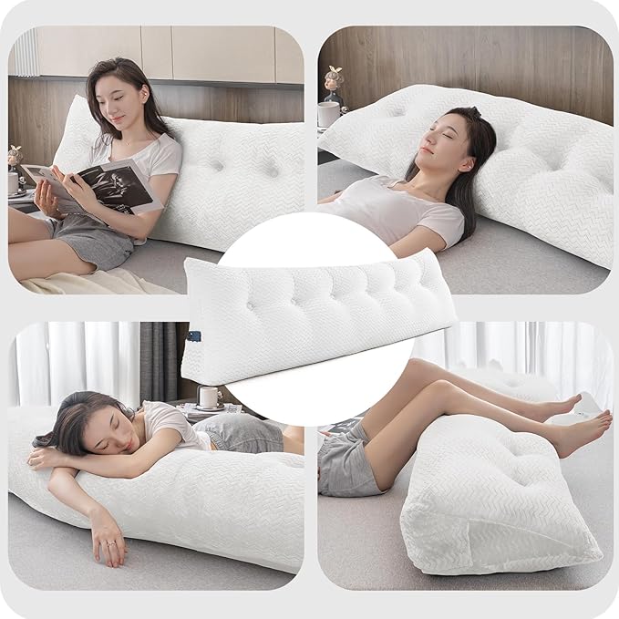 Large Bolster Triangular Headboard Wedge Backrest Positioning Support Bed Rest Reading Pillows Headboard Wedge Pillows for Day Bed Bunk Bed with Removable Cover