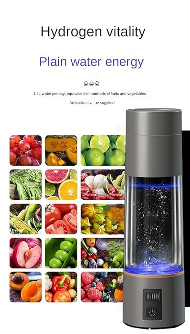 2024 Newest Hydrogen Rich Water Cup Generator Portable Rechargeable Healthy Water Bottle New SPE PEM Technology Water Ionizer with Beautiful LED Indicator Up to 3000 ppb (270ML)