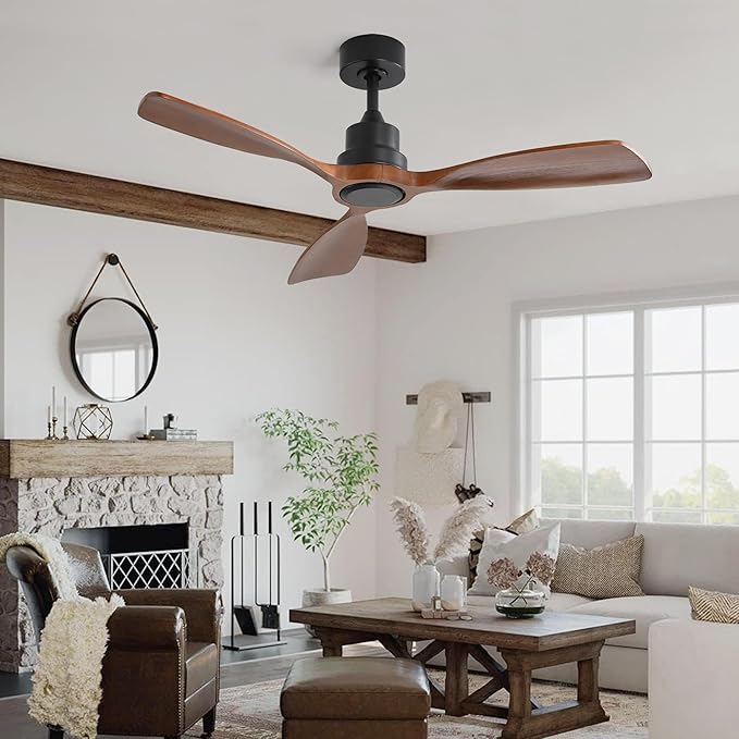 NicBex Ceiling Fan 48 Inch Ceiling Fan without Light Ceiling Fans with 3 Wood Blades and Remote Control Reversible DC Motor Ceiling Fan for Bedroom, Living Room, Brown
