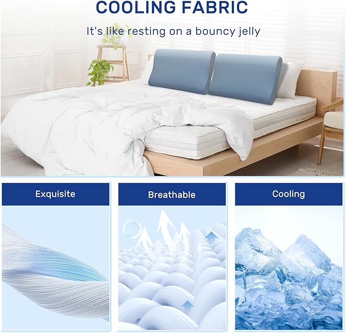 Cooling Pillow for Hot Sleepers Neck Pillow Memory Foam for Pain Relief Bed Pillow for Sleeping Ergonomic Orthopedic Cervical for Neck and Shoulder Pain Side Back Stomach Sleeper-Grey
