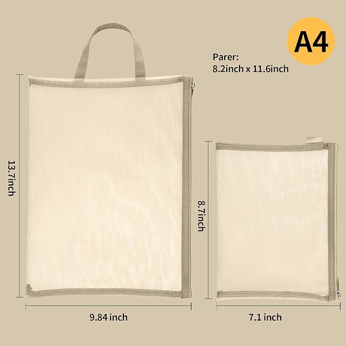 20 Pack Colored Single-Layer Mesh Zipper Pouch Bags(10Pcs A4+10Pcs A5), Nylon Building Block Sets Toy Storage & Organization, Breathable See Through Pouch with Handle for School Office Games