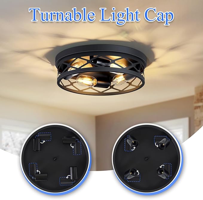 Flush Mount Ceiling Light Fixture,Ceiling Light Fixture for Hallway, Black Hallway Light Fixtures Ceiling,Light Fixtures Ceiling Mount for Kitchen,Farmhouse,Hall (2 Pack) (13.99inch)