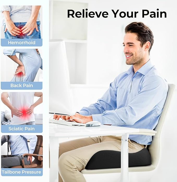 AUVON Enhanced Thick 4.7" Seat Cushions for Office Chairs, Hemorrhoid Pillow with Innovative Memory Foam for Balanced Support and Softness, Donut Pillow for Sciatica and Tailbone Pain Relief