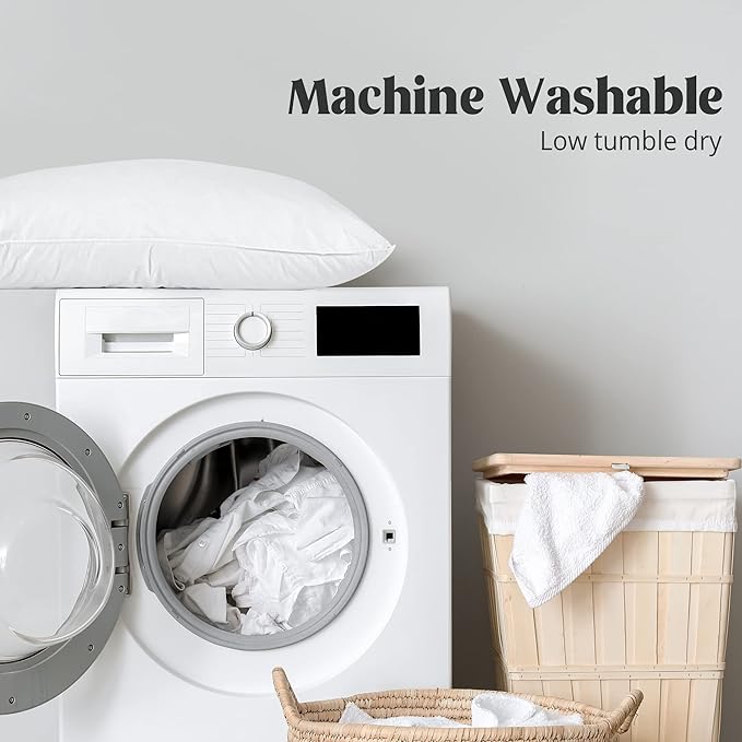 puredown® Feathers Down Pillow - Blend Soft and Flat Pillow with 100% Cotton Cover, Standard Size, Pack of 1