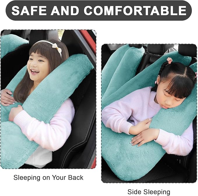 Travel Pillow, Travel Pillow for Kids, Sleeper Hold Pillow Travel, Removable U-Shaped Pillow for Adults and Children to Support Head and Body in The Back Seat of Long Car Trips (Green)