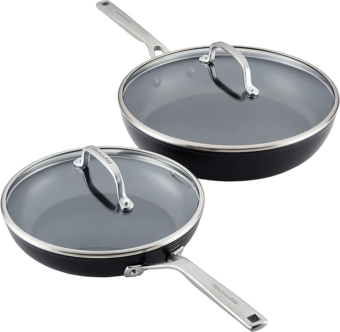 KitchenAid Hard Anodized Induction Nonstick Frying Pans/Skillet Set, 4 Piece - Matte Black