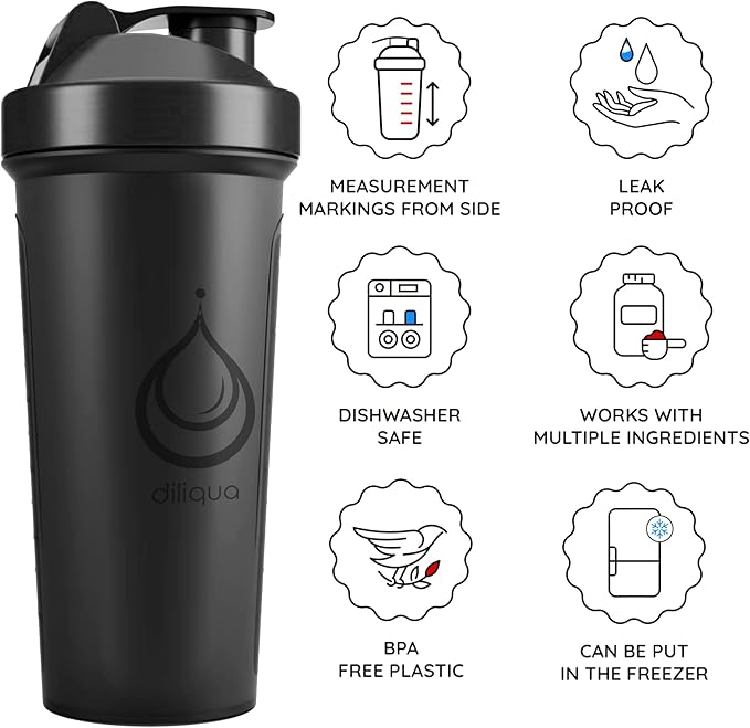'-6 PACK- Shaker Bottles for Protein Mixes | BPA-Free & Dishwasher Safe | 6 Large 24 oz protein shaker bottle | Shaker Cups for protein shakes | Blender Shaker Bottle Pack