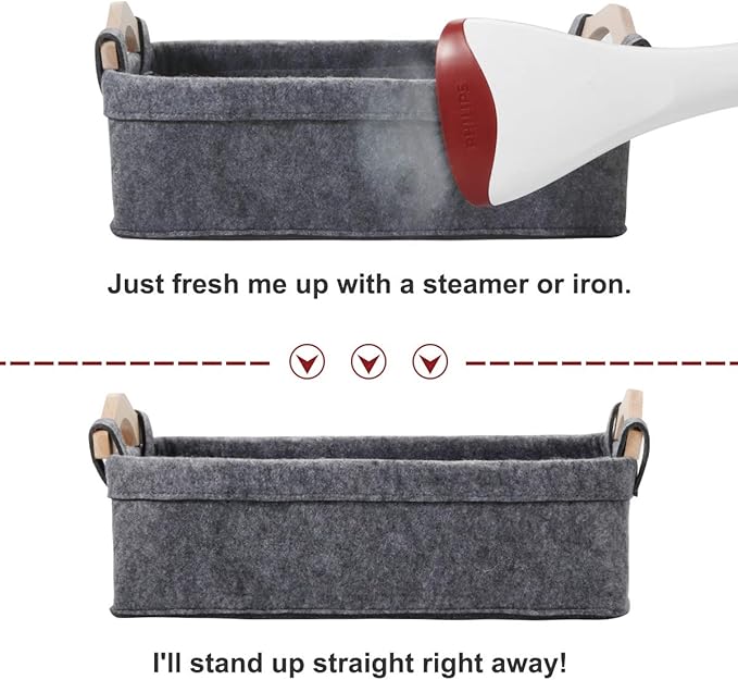 Collapsible Storage Basket Medium Rectangle Felt Fabric Baskets Storage Bins Organizer for Underwear Socks Bra Towel Toiletry Baby Products Storage Basket Light Gray