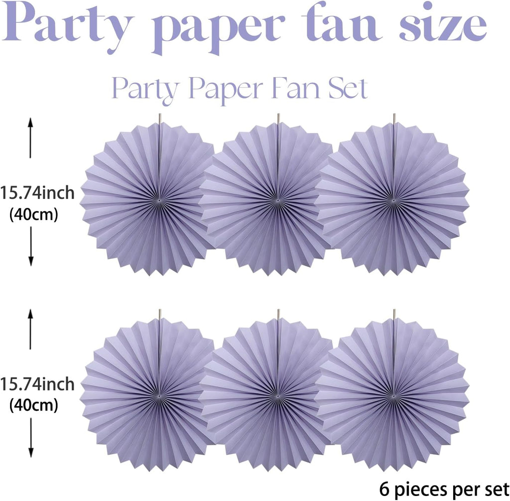 Purple Birthday Decorations,DIY Purple Paper Fans Hanging Decoration ,Party Decorations for Adults 16in,Little Mermaid Party Decor,Baby Shower Decorations 30 Color DIY Set (Light Purple)