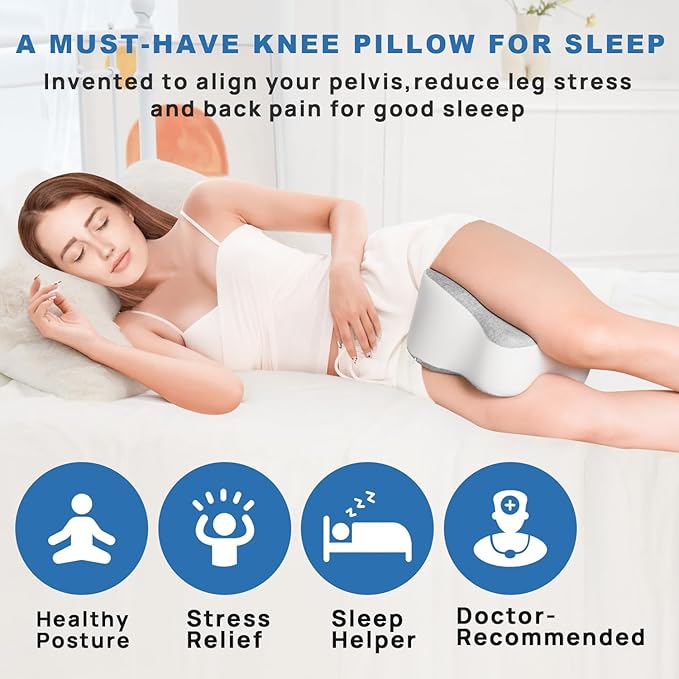 Knee Pillow for Side Sleeper Support Thighs and Knees for Sciatica, Back, HIPS, Knees, Joints Pain Relief - Leg Pillow for Sleeping Between Legs Aligns Spine & Relieves Pressure-Small,Gray